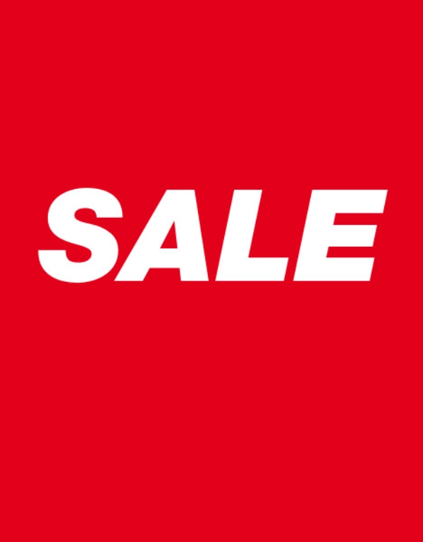 Fettgedruckter weißer Text mit der Aufschrift „SALE“ auf leuchtend rotem Hintergrund, der Sonderangebote oder Rabatte hervorhebt.