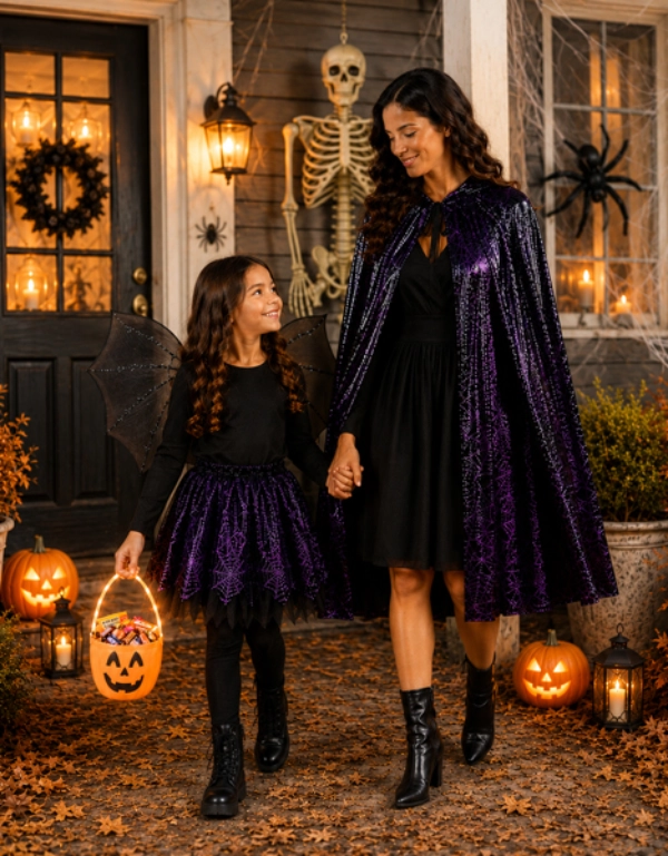 Halloween-Kostüme für Damen und Mädchen mit Hexencapes